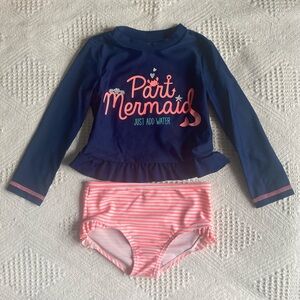 Part Mermaid Baby/Kids Girls Swim Set - Navy and Pink size 24m